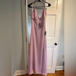 NWT Lulu’s full length dress/gown, adjustable straps. Sz sm sweeping skirt, pink